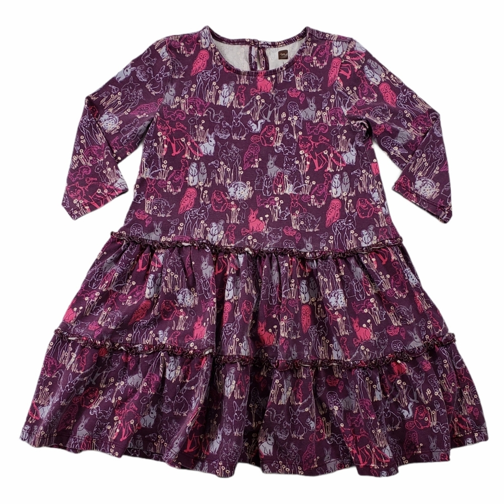 TEA Collection sz 5 Woodland Animals Tiered Dress